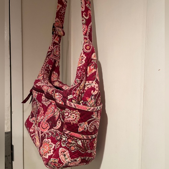 Vera Bradley vintage Piccadilly Plum Paisley Plaid Hobo bag Crossbody Purse - Picture 3 of 13